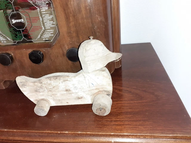 Jouet Ancien En Bois France 1930, Canard à Tirer, Animal Miniature