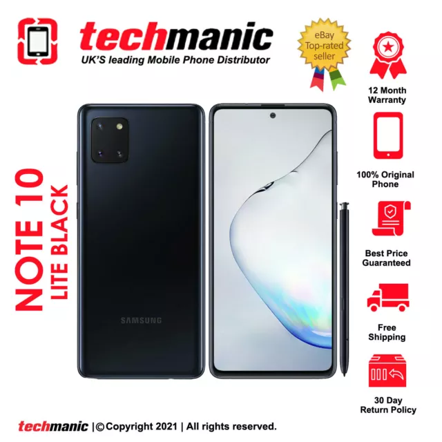 Samsung Galaxy Note 10 Lite (Dual SIM) 128GB - Black (Unlocked) Smartphone