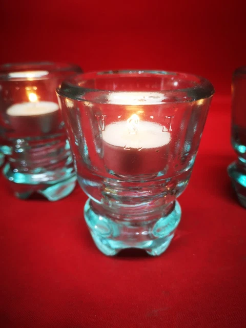 Cinco antiguos aislantes eléctricos de cristal para portavelas 3