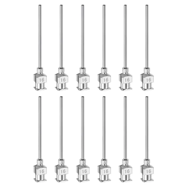 12pcs 16G Stainless Steel Dispensing Needles, 1 1/2" Glue Needle Tube Blunt Tip