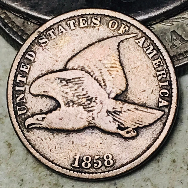 1858 Flying Eagle Cent One Penny 1C Small Letters Civil War Era US Coin CC18155