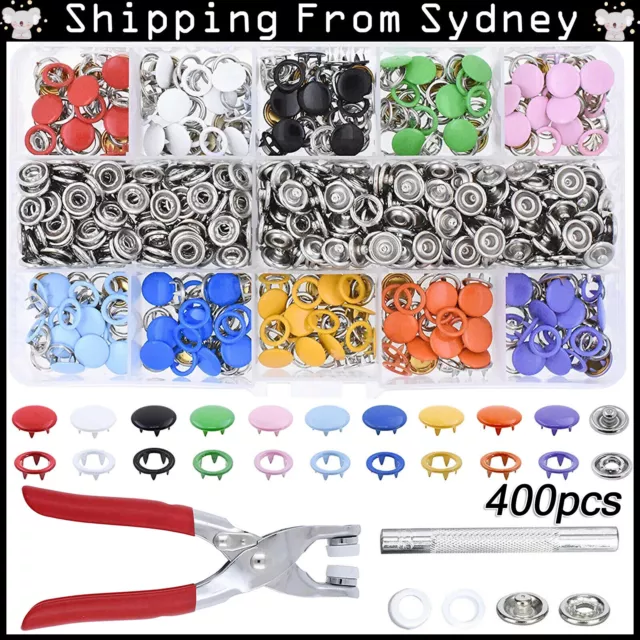 400Pcs Metal Sewing Buttons Press Stud Snap Fastener Kit Pliers Snap On Tool DIY