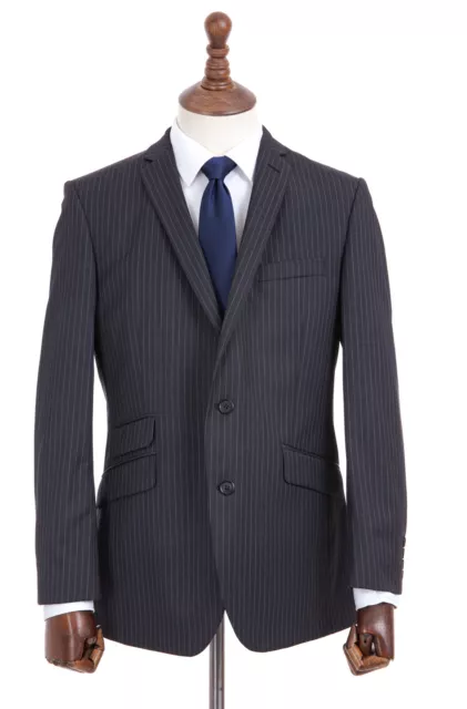 Men's Charcoal Grey Pinstripe Suit Wool Blend Tailored Fit Duffer of St George