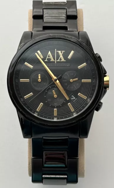 Armani Exchange AX2094 Men's Black Stainless Steel Gold Dial Quartz  Watch
