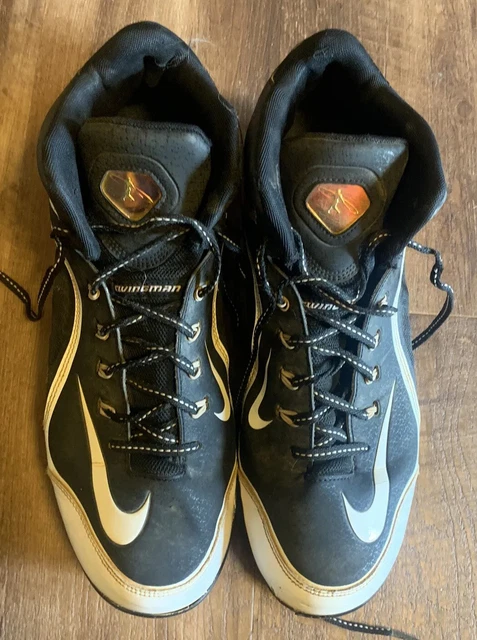 Nike Men Air Swingman MVP 2 Mid Metal Baseball Cleats Shoes Black White Size 16