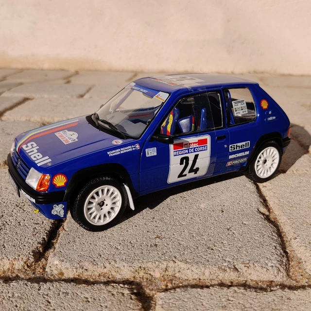 Voiture Solido Peugeot 205 Rallye Pts Tour De Corse 1990 Bleu 1:18 Neuf Boite