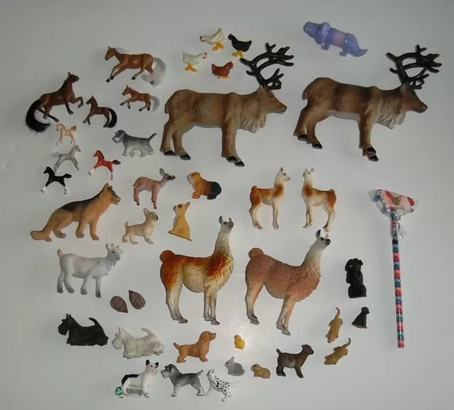 Bundle animal toy figures Schleich ELC Papo Playmobil dogs horses reindeer llama