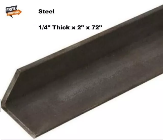 Steel Angle Iron 1/4" Thick x 2" x 6 Ft Hot Rolled Carbon Steel 90° Stock Mill