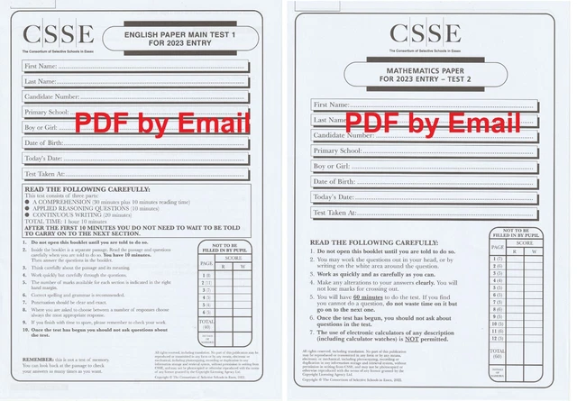 (2) [NEW] CSSE 11+ Past Exam Question Paper 2023 English Maths Main PDF by Email