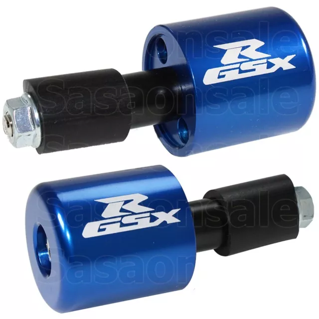 [SASA] CNC Blue Laser Logo Handle Bar Ends Grips Plug for Suzuki 600 750 1000
