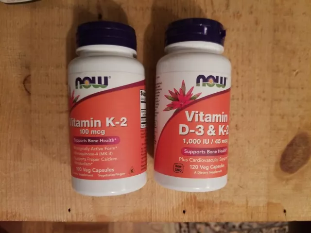 NOW FOODS Vitamin K-2 100 mcg  09/23 - D-3 1,000 IU & K-2 45 mcg 03/25
