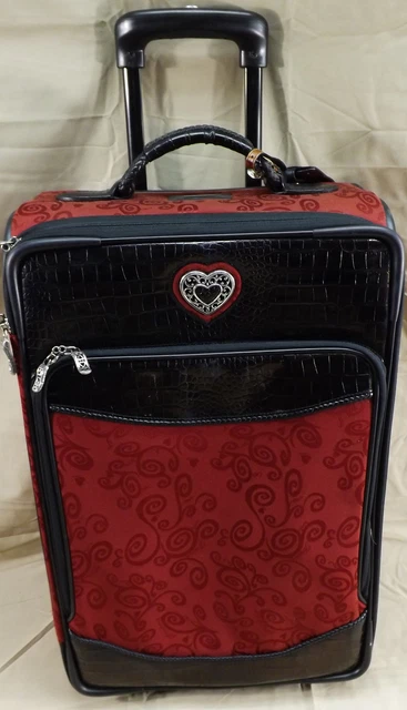 Brighton Rolling Red Black Croc Leather Carry On Luggage & Travel Overnight Bag