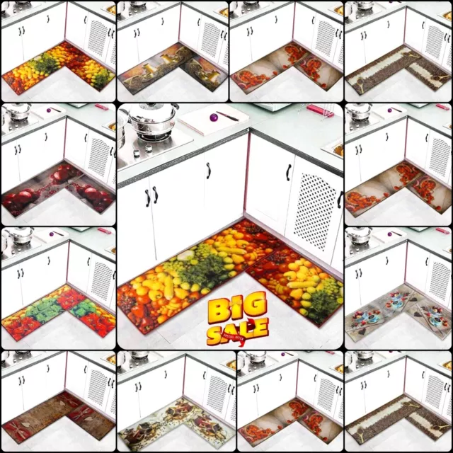 3D Non Slip Machine Washable Mat Kitchen Fruit Carpet Hallway Runner Floor Mat