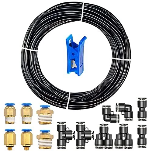HUAZIZ 10m PolyuréthaneTuyau Pneumatique 8mm Noir, PU Tuyau Air, avec 14 Connect