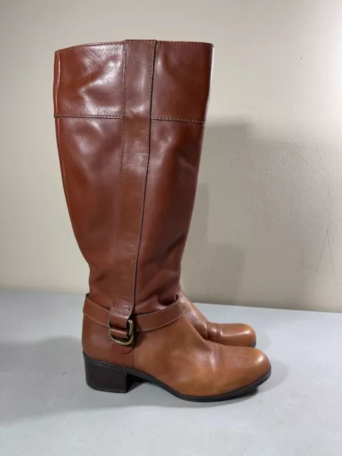 Bandolino Women's Brown Leather Side Zip Knee High Codi Riding Boots Size 7M
