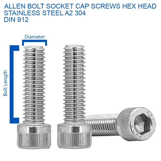 M6 6MM CAP HEAD ALLEN BOLTS SOCKET ALLEN CAP SCREWS STAINLESS STEEL