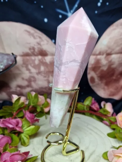 Beautiful Big Pink Opal Crystal Wand & Stand 234g 13.7cm Heart Chakra Reiki