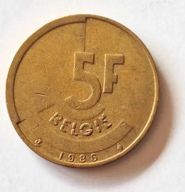 Belgique, 5 Francs, 5 Frank, 1986 KM 164  Baudouin Ier en néerlandais