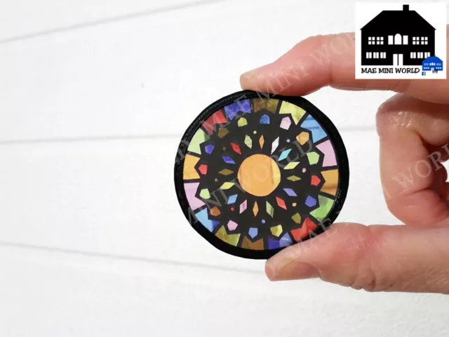 Miniature Stained Glass round Window. Dollhouse scale. 2 inches