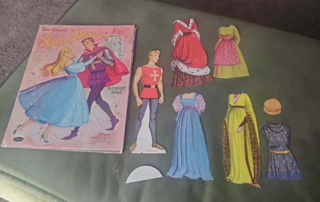 Rare Disney Sleeping Beauty Vintage Paper Dolls Whitman 1959 - USED