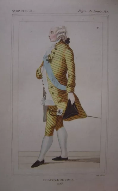 Très belle gravure de Mode Costume de la Cour du Roi Louis XVI en 1788