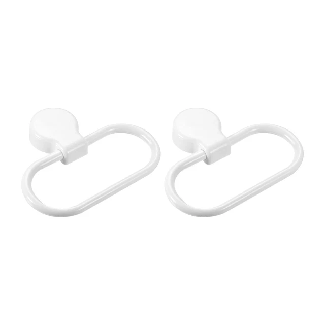 2 Pack Wall Mounted Oval Towel Ring ABS Hanging Holder Self-Adhesive, White