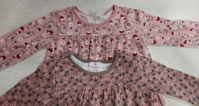 Lot of 2 Girls Sz 140 Hannah Anderson Dress Dresses Mushrooms Snails Floral Pink