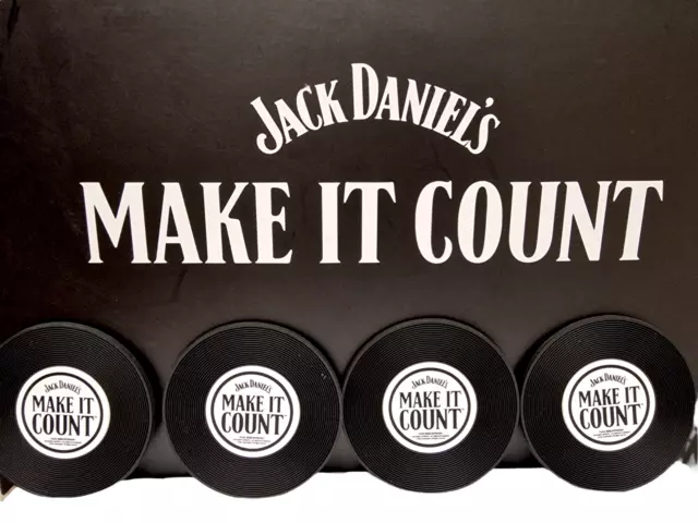 Official Jack Daniels "MAKE IT COUNT" VINYL COASTERS Pack