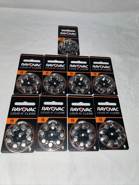 Baterías para audífonos RAYOVAC LOUD N'CLEAR talla 13.  (67 baterías) ~ NUEVO
