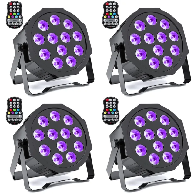 4stk LED Par Akku RGBWA+UV 6-in-1 12 LEDs Wiederaufladbar Par Scheinwerfer Show