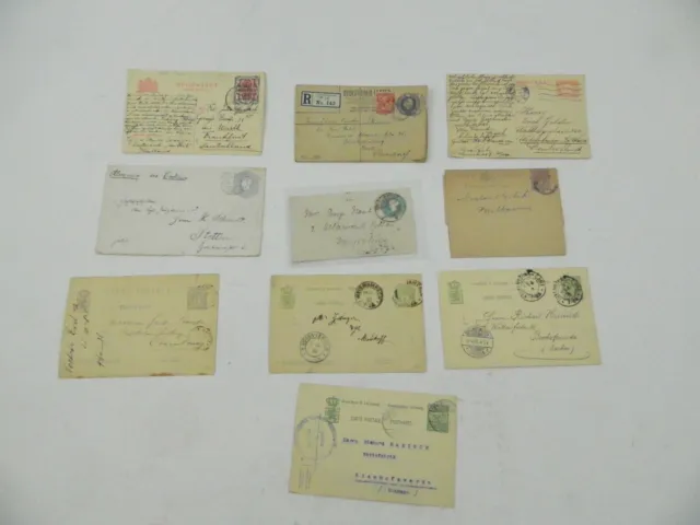 10 Ganzsachen Postkarten Umschläge mit Briefmarken aus alten Zeiten K-2580