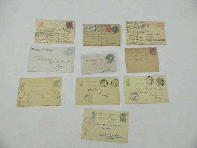10 Ganzsachen Postkarten Umschläge mit Briefmarken aus alten Zeiten K-2580