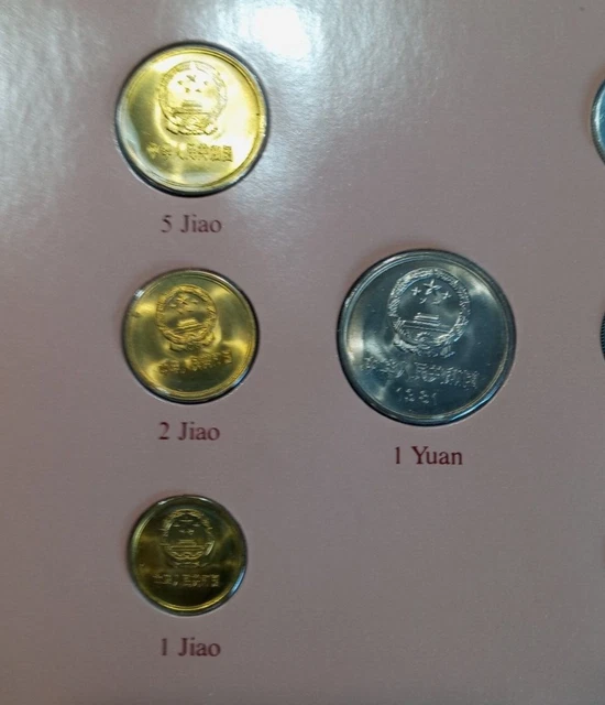 Coin sets of all nations Republic of China 1977-82 1 yuan 1981 ,  1 fen 1977 unc 2