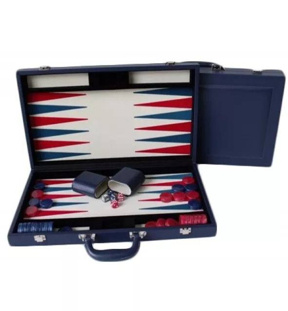 Dal Rossi Luxury 18″ 45 cm Blue PU Leather Backgammon Set NEW!