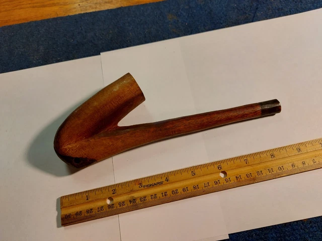 Antique South African Tribal Pipe. Hand Carved Teak-Ebony Wood. Circa 1900-1920
