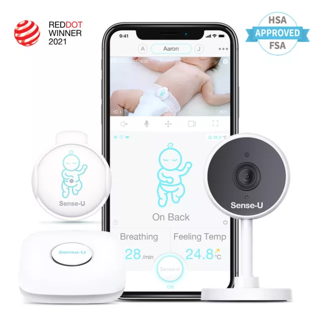 Sense-U Video+Breathing Baby Monitor 3: Breath, Temp, Rollover, Video, Anywhere