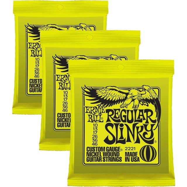3 sets - Ernie Ball 2221 Regular Slinky Electric Guitar Strings 10-46