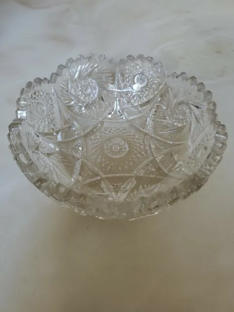 Pre-owned,American Brilliant Cut Glass Crystal  Round Small Bowl