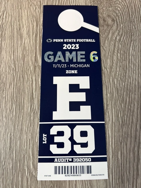 Penn State vs. Michigan Football Parking Pass - 11/11/23 - LOT #39 ZONE E.