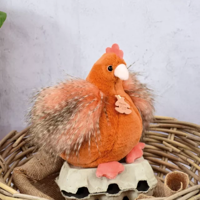 Histoire d'ours - Plüschtier Henne – Bauernhoftier – Huhn – Orange – 20 cm – süß