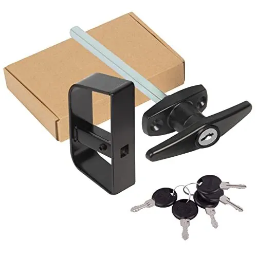 Shed Door Latch T-Handle Lock Kit with 5 Keys,Set 4½" and 5½" Stem Storage Ba...