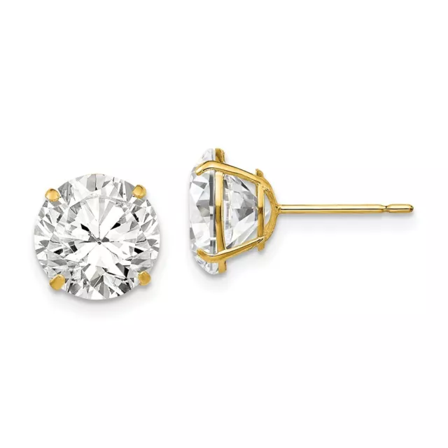 14k 9mm Round CZ Post Earrings