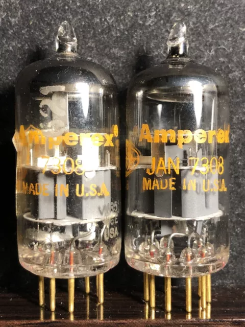 Amperex 7308/E88CC/ECC88/6DJ8/6922 O getter Gold pins USA