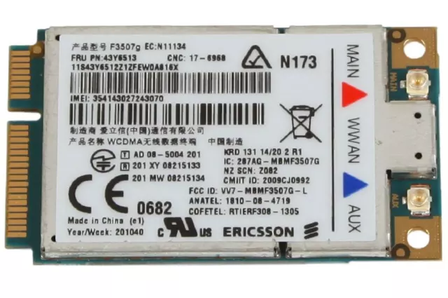 Tarjeta módulo WWAN UMTS 3G para IBM Lenovo ThinkPad X200 T400 T500 W500 SL500 SL510