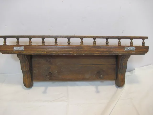 Old Wood-Wooden Knick Knack Wall Shelf Display Home Decor Solid Coat Rack