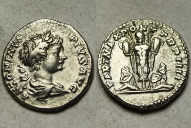 Rare original Ancient Roman silver Coin denarius Caracalla Persians captives 217