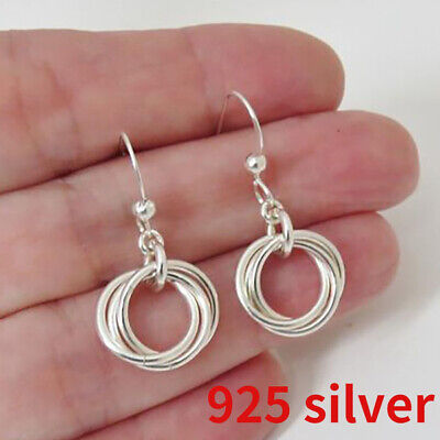 Silver Plated Hoop Earring Women Cubic Zircon Fashion Jewelry A Pair