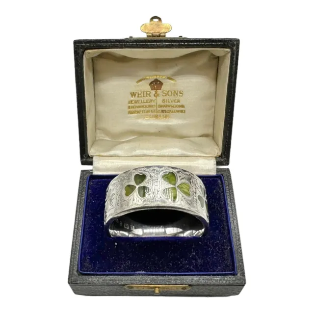 Cased Edwardian Period Sterling Silver & Malachite Napkin Ring Joseph Cook & Son