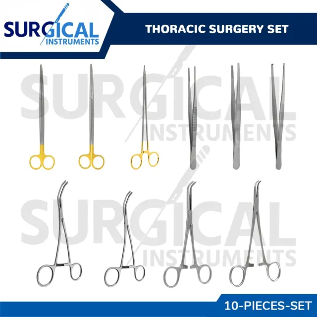 10 Pcs Thoracic Surgery Set German Grade Surgical Veterinary Instrument Kit