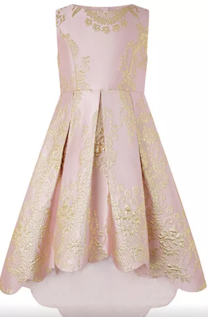 Monsoon Girls Party Wedding Dress Rebecca pink jacquard high-low dress Age 8